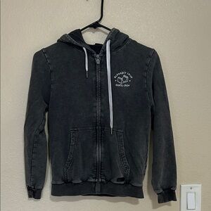 Kids Black Zip-Up Hoodie with White Logo